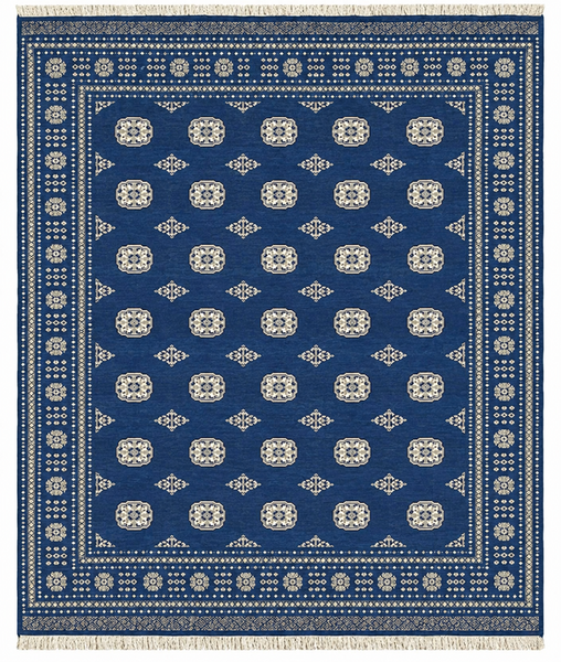 27593-Bokhara Hand-Knotted/Handmade Pakistani Rug/Carpet Tribal/Nomadic Authentic/ Size: 7'5" x 6'6"/226 cm × 198 cm