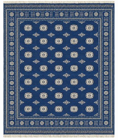 27593-Bokhara Hand-Knotted/Handmade Pakistani Rug/Carpet Tribal/Nomadic Authentic/ Size: 7'5" x 6'6"/226 cm × 198 cm