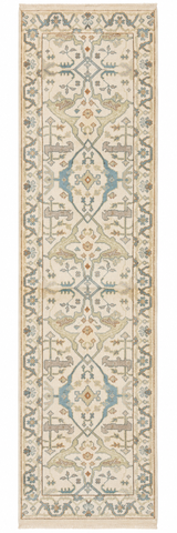 27138- Royal Ushak Hand-Knotted/Handmade Indian Rug/Carpet Traditional/Authentic/Size: 9'9" x 2'7"/297cm x 79cm