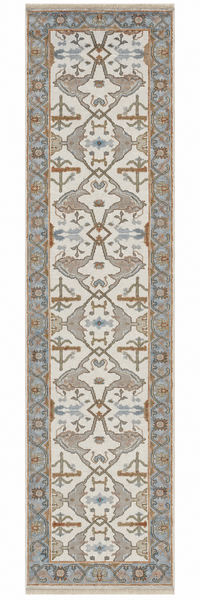 27170- Royal Ushak Hand-Knotted/Handmade Indian Rug/Carpet Traditional/Authentic/Size: 13'10" x 2'9"/422cm x 84cm