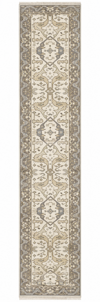 27174- Royal Ushak Hand-Knotted/Handmade Indian Rug/Carpet Traditional/Authentic/Size: 13'9" x 2'7"/419cm x 79cm