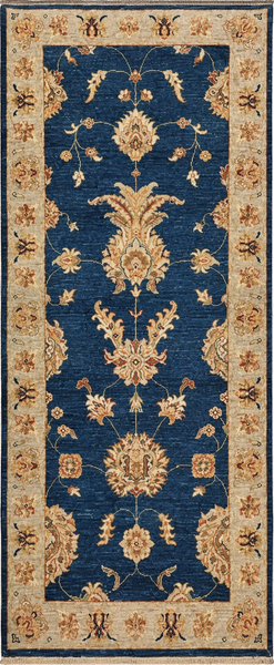22304 - Chobi Ziegler Hand-knotted/Handmade Afghan Rug/Carpet Traditional Authentic/Size: 6'1" x 2'6"/ 185cm x 76cm