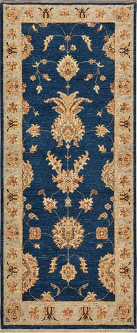 22304 - Chobi Ziegler Hand-knotted/Handmade Afghan Rug/Carpet Traditional Authentic/Size: 6'1" x 2'6"/ 185cm x 76cm