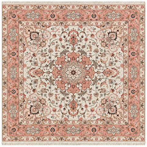 15050 - Tabriz Persian Hand-knotted Authentic/Traditional Carpet/Rug Silk-made/ Size: 8'2" x 8'2"/ 249cm x 249cm