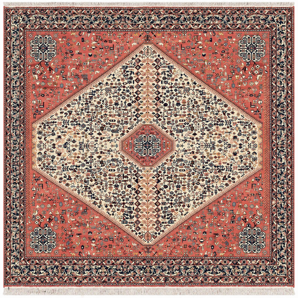 15478 - Abadeh Hand-Knotted/Handmade Persian Rug/Carpet Tribal/Nomadic Authentic/ Size: 8'2" x 8'1"/249cm x 246cm