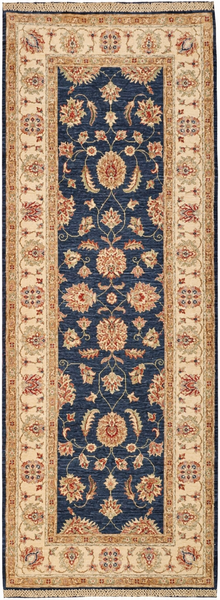 22303 - Chobi Ziegler Hand-knotted/Handmade Afghan Rug/Carpet Traditional Authentic/Size: 6'10" x 2'6"/ 208cm x 76cm