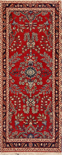 27327-Sarough Hand-Knotted/Handmade Persian Rug/Carpet Traditional Authentic/ Size: 6'5"x 2'7"/195cm x 78cm