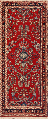 27327-Sarough Hand-Knotted/Handmade Persian Rug/Carpet Traditional Authentic/ Size: 6'5"x 2'7"/195cm x 78cm