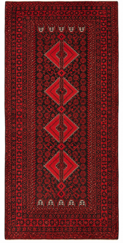 27890- Royal Balutch Persian Hand-knotted Authentic/Nomadic/Tribal Rug/Carpet/ Size: 7'7" x 3'7"/231cm x 109cm