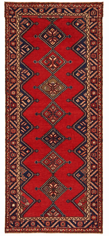 27878-Hamadan Hand-Knotted/Handmade Persian Rug/Carpet Tribal/Nomadic Authentic/ Size: 9'9" x 3'10"/297cm x 117cm