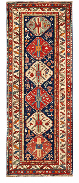 27125-Antique Kazak Circa(1920-1930)Hand-Knotted/Handmade Russian Rug/Carpet Tribal/Nomadic Authentic/ Size: 8'11" x 3'3"/270cm x 99cm