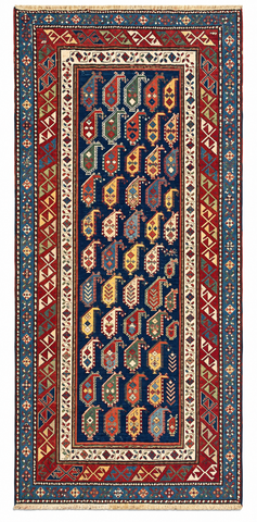 27971-Antique Kazak Hand-Knotted/Handmade Rug/Carpet Tribal/Nomadic Authentic/ Size/: 8'7" x 3'8"/262cm x 112cm