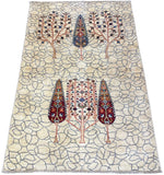 22612-Chobi Ziegler Hand-Knotted/Handmade Afghan Rug/Carpet Traditional Authentic 4'10"x 3'3"