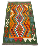 27676 - Kelim Hand-Woven/Flat-Weaved/Afghan Kelim/Carpet Modern/Nomadic Authentic/Size: 4'1" x 2'7"/124 cm × 79cm