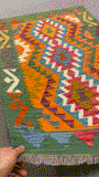 27676 - Kelim Hand-Woven/Flat-Weaved/Afghan Kelim/Carpet Modern/Nomadic Authentic/Size: 4'1" x 2'7"/124 cm × 79cm