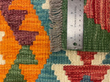 27676 - Kelim Hand-Woven/Flat-Weaved/Afghan Kelim/Carpet Modern/Nomadic Authentic/Size: 4'1" x 2'7"/124 cm × 79cm