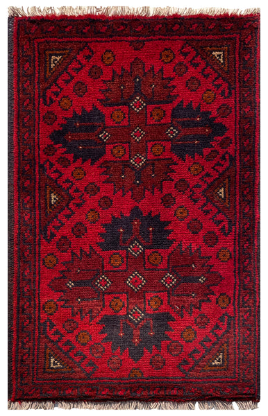 26393- Khal Mohammad Afghan Hand-Knotted Authentic/Traditional/Rug/Size: 2'1" x 1'3"