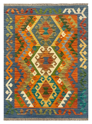 27677 - Kelim Hand-Woven/Flat-Weaved/Afghan Kelim/Carpet Modern/Nomadic/Size: 3'11" x 2'9"/119cm × 84cm