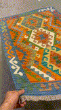 27677 - Kelim Hand-Woven/Flat-Weaved/Afghan Kelim/Carpet Modern/Nomadic Authentic/Size:  3'11" x 2'9"/119cm × 84cm