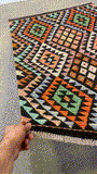 27611 - Kelim Hand-Woven/Flat-Weaved/Afghan Kelim/Carpet Modern/Nomadic Authentic/Size: 4'2" x 2'7"/127 cm × 79 cm