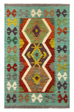 27718 - Kelim Hand-Woven/Flat-Weaved/Afghan Kelim/Carpet Modren/Nomadic Authentic/Size: 3'11" x 2'7"/119cm ×79cm