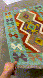 27718 - Kelim Hand-Woven/Flat-Weaved/Afghan Kelim/Carpet Modren/Nomadic Authentic/Size: 3'11" x 2'7"/119cm ×79cm