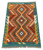 27675 - Kelim Hand-Woven/Flat-Weaved/Afghan Kelim/Carpet Modern/Rug/ Size: 4'0" x 2'9"/122cm × 84cm