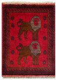 26411- Khal Mohammad Afghan Hand-Knotted Authentic/Traditional/Rug/Size: 2'0" x 1'3"