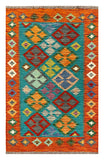 27686 - Kelim Hand-Woven/Flat-Weaved/Afghan Kelim/Carpet Modern/Nomadic Authentic/Size: 4'1" x 2'8"/124 cm × 81cm