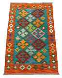 27686 - Kelim Hand-Woven/Flat-Weaved/Afghan Kelim/Carpet Modern/Nomadic Authentic/Size: 4'1" x 2'8"/124 cm × 81cm