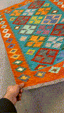27686 - Kelim Hand-Woven/Flat-Weaved/Afghan Kelim/Carpet Modern/Nomadic Authentic/Size: 4'1" x 2'8"/124 cm × 81cm