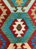 27707 - Kelim Hand-Woven/Flat-Weaved/Afghan Kelim/Carpet Modern/Nomadic Authentic/Size: 4'3" x 2'5"/130 cm × 74 cm