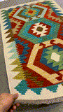 27707 - Kelim Hand-Woven/Flat-Weaved/Afghan Kelim/Carpet Modern/Nomadic Authentic/Size: 4'3" x 2'5"/130 cm × 74 cm
