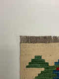 27707 - Kelim Hand-Woven/Flat-Weaved/Afghan Kelim/Carpet Modern/Nomadic Authentic/Size: 4'3" x 2'5"/130 cm × 74 cm