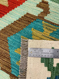 27707 - Kelim Hand-Woven/Flat-Weaved/Afghan Kelim/Carpet Modern/Nomadic Authentic/Size: 4'3" x 2'5"/130 cm × 74 cm