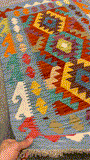 27680 - Kelim Hand-Woven/Flat-Weaved/Afghan Kelim/Carpet Modern/Nomadic Authentic/Size: 4'1" x 2'6"/124cm ×76cm