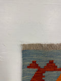 27680 - Kelim Hand-Woven/Flat-Weaved/Afghan Kelim/Carpet Modern/Nomadic Authentic/Size: 4'1" x 2'6"/124cm ×76cm