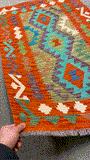 27749 - Kelim Hand-Woven/Flat-Weaved/Afghan Kelim/Carpet Modren/Nomadic Authentic/Size: 4'4" x 2'6"/132cm ×76cm