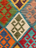 27699 - Kelim Hand-Woven/Flat-Weaved/Afghan Kelim/Carpet Modern/Nomadic Authentic/Size: 4'2" x 2'8"/127 cm × 81 cm
