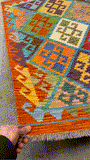 27699 - Kelim Hand-Woven/Flat-Weaved/Afghan Kelim/Carpet Modern/Nomadic Authentic/Size: 4'2" x 2'8"/127 cm × 81 cm