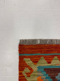 27699 - Kelim Hand-Woven/Flat-Weaved/Afghan Kelim/Carpet Modern/Nomadic Authentic/Size: 4'2" x 2'8"/127 cm × 81 cm