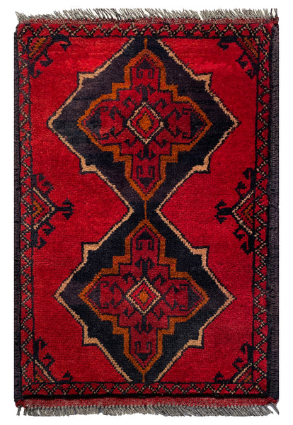 26434 - Khal Mohammad Afghan Hand-Knotted Authentic/Traditional/Rug/Size: 2'0" x 1'3"
