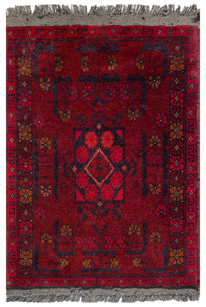 26370- Khal Mohammad Afghan Hand-Knotted Authentic/Traditional/Rug/Size: 2'0" x 1'3"