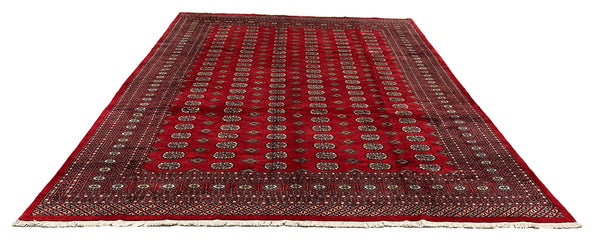 27915-Bokhara Hand-Knotted/Handmade Pakistani Rug/Carpet Tribal/Nomadic Authentic/ Size: 11'8" x 8'9"/356cm ×267cm