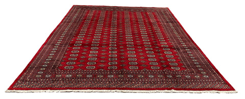 27915-Bokhara Hand-Knotted/Handmade Pakistani Rug/Carpet Tribal/Nomadic Authentic/ Size: 11'8" x 8'9"/356cm ×267cm