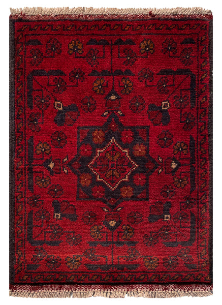 26396- Khal Mohammad Afghan Hand-Knotted Authentic/Traditional/Rug/Size: 2'0" x 1'4"