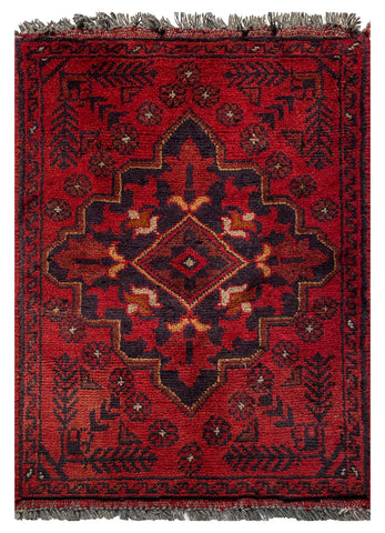26190- Khal Mohammad Afghan Hand-Knotted Authentic/Traditional/Rug/Size: 2'0" x 1'4"