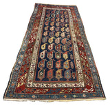 27971-Antique Kazak Hand-Knotted/Handmade Rug/Carpet Tribal/Nomadic Authentic/ Size/: 8'7" x 3'8"/262cm x 112cm