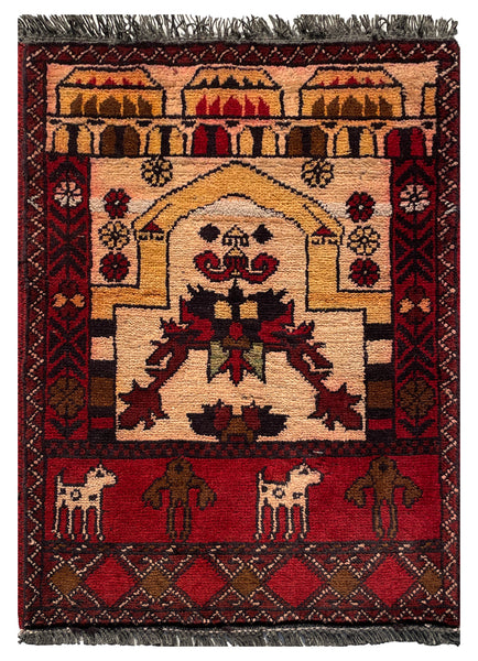 26470 - Khal Mohammad Afghan Hand-Knotted Authentic/Traditional/Rug/Size: 2'0" x 1'4"