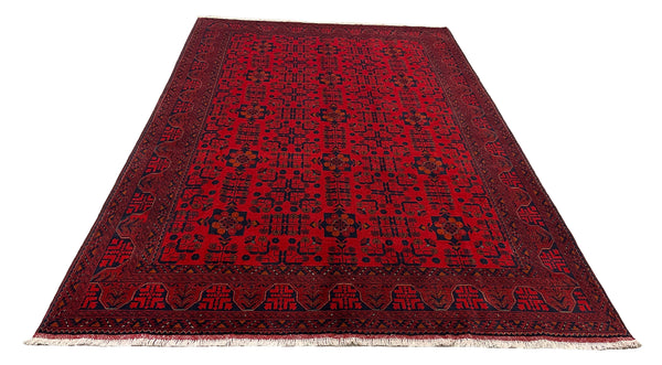 27911- Khal Mohammad Hand-Knotted/Handmade Afghan Rug/Carpet/Traditional/Authentic/Size: 9'9" x 6'6"/297cm x 198cm